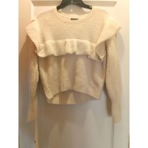 Wild Fable Ruffled Crop Sweater, Size  S